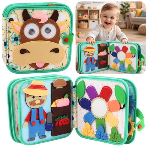 ⁨Książeczka Edukacyjna Sensoryczna Filcowa 3D Zwierzęta Domowe Krowa⁩ w sklepie Wasserman.eu