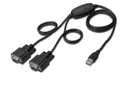 ⁨Konwerter/Adapter USB 2.0 do 2x RS232 (DB9) z kablem USB A M/Ż dł. 1,5m⁩ w sklepie Wasserman.eu