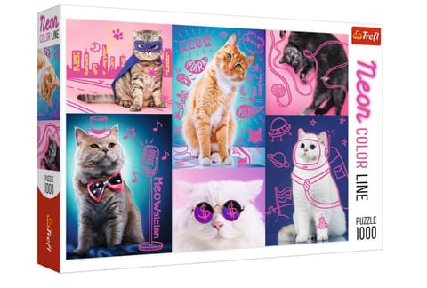 ⁨Puzzle 1000 Neon Color Line - Super cats TREFL⁩ w sklepie Wasserman.eu
