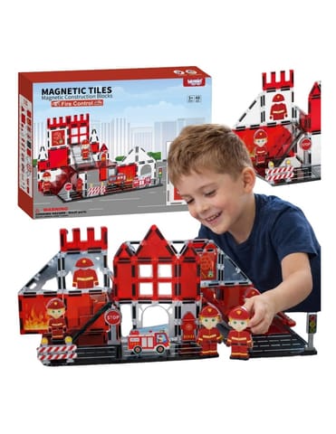 ⁨WOOPIE Klocki Magnetyczne 3D Zestaw Straż Pożarna 48el.⁩ w sklepie Wasserman.eu