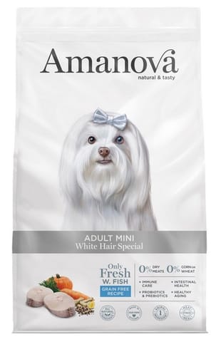 ⁨Amanova Dog Adult Mini White Hair Special 2kg⁩ w sklepie Wasserman.eu