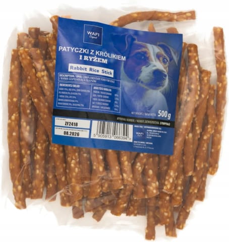 ⁨WAFI Patyczki z królikiem i ryżem 500g⁩ w sklepie Wasserman.eu