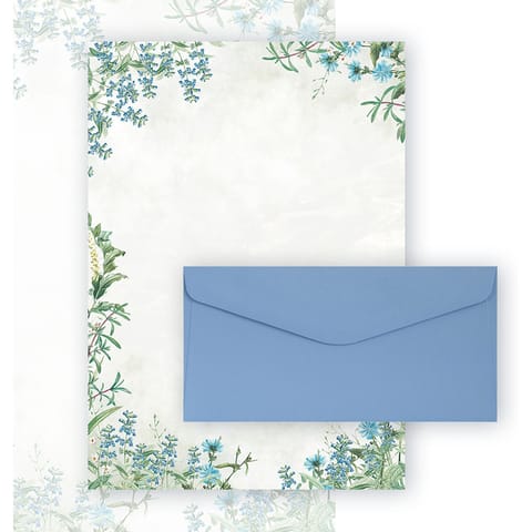 ⁨Papeteria ozdobna A4 Arkusz Fiori Blue 100g.(20ark.) +koperta DL gładki ciemnoniebieski (10szt.) 206252 Galeria Papieru⁩ w sklepie Wasserman.eu