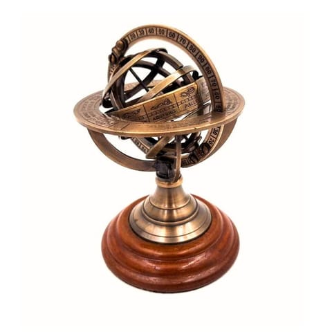 ⁨Mosiężne Astrolabium Dekoracyjne na Drewnianej Podstawie - NI351⁩ w sklepie Wasserman.eu
