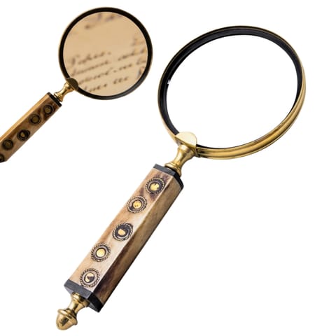 ⁨Mosiężna Lupa Szkło Powiększające do Czytania Retro z Kościaną Rączką - NI810⁩ w sklepie Wasserman.eu