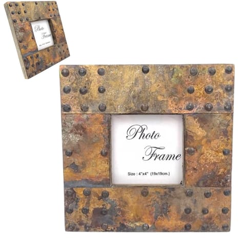 ⁨Drewniana ramka  na zdjęcia pokryta blachą  - A-1106 - format zdjęcia 10x10cm⁩ w sklepie Wasserman.eu