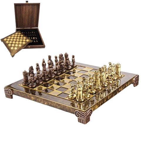⁨Ekskluzywne Szachy Metalowe Bizancjum 20x20 cm - S1CBRO⁩ w sklepie Wasserman.eu