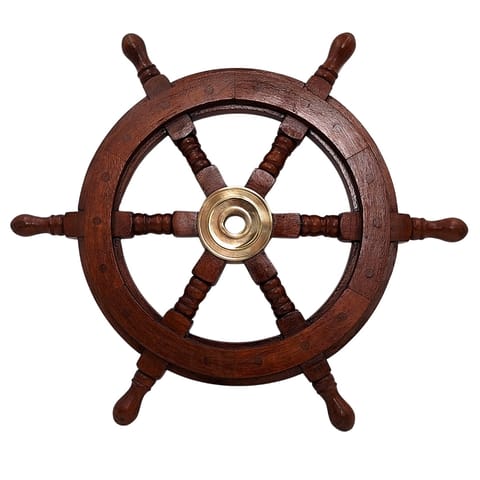 ⁨Koło Sterowe Drewniane – 45 cm - Dekoracja Marynistyczna Retro - NC1402A⁩ w sklepie Wasserman.eu