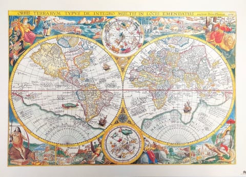 ⁨Stara Mapa Świata - Orbis Terrarum reprint - P. Plancius, 1594 r. M1594⁩ w sklepie Wasserman.eu