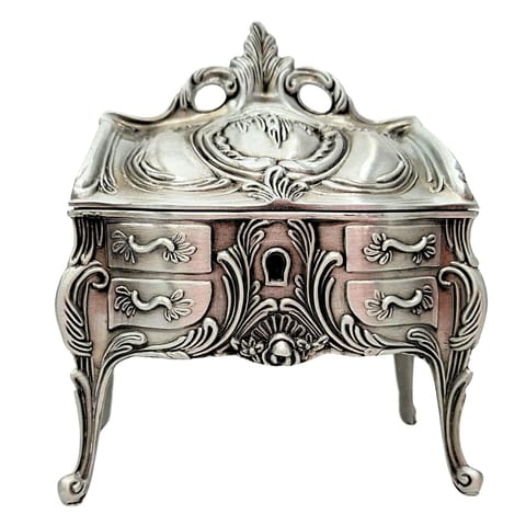 ⁨Szkatułka na Biżuterię Metalowa Srebrna Retro - 2056M⁩ w sklepie Wasserman.eu