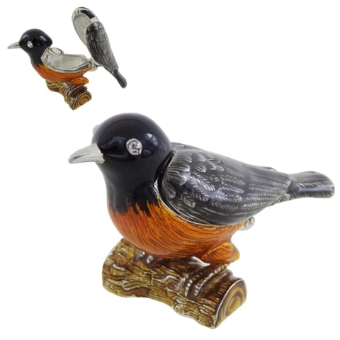 ⁨Wyjątkowe metalowe pudełeczko zdobione kryształkami - Ptaszek - B0192-02⁩ w sklepie Wasserman.eu