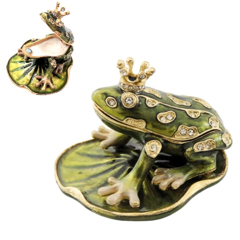 ⁨Ekskluzywne, bogato zdobione metalowe pudełeczko z kryształami - Żabka - B0746-54⁩ w sklepie Wasserman.eu