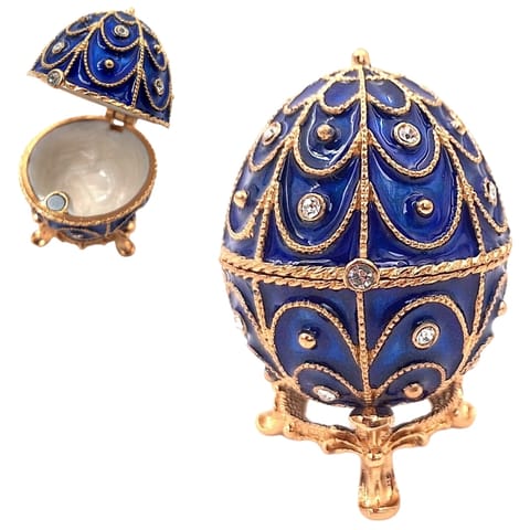 ⁨Ekskluzywne metalowa szkatułka z kryształkami - Jajo Fabergé - B0748-17 BL⁩ w sklepie Wasserman.eu