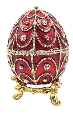 ⁨Ekskluzywna metalowa szkatułka z kryształkami - Jajo Fabergé - B0748-17 RD⁩ w sklepie Wasserman.eu
