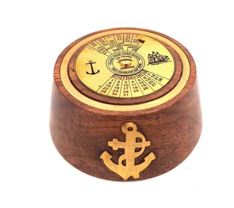 ⁨Kalendarz wieczysty mosiężno-drewniany – przycisk do papieru - NI1415⁩ w sklepie Wasserman.eu