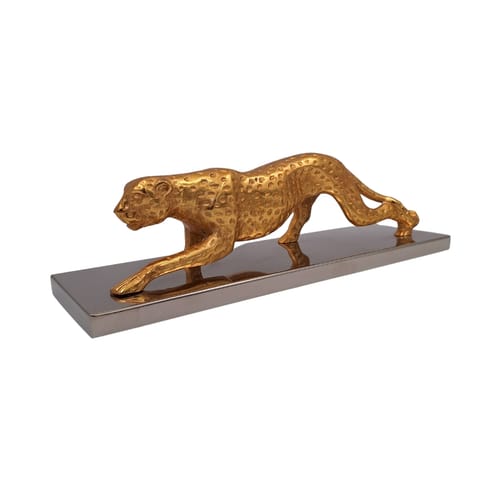 ⁨Elegancka Figura Dekoracyjna Lampart Złoty 42cm Glamour Loft Prezent⁩ w sklepie Wasserman.eu