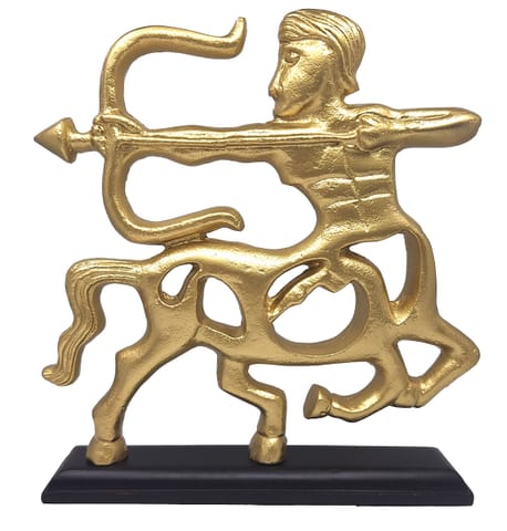 ⁨Złota Figurka Dekoracyjna - Strzelec - drewniana podstawa - SAG2⁩ w sklepie Wasserman.eu