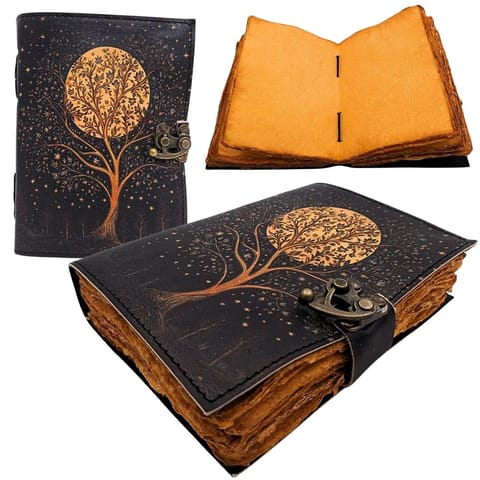⁨Notes Skórzany Vintage Retro Drzewo i Księżyc 200 stron – AH08⁩ w sklepie Wasserman.eu