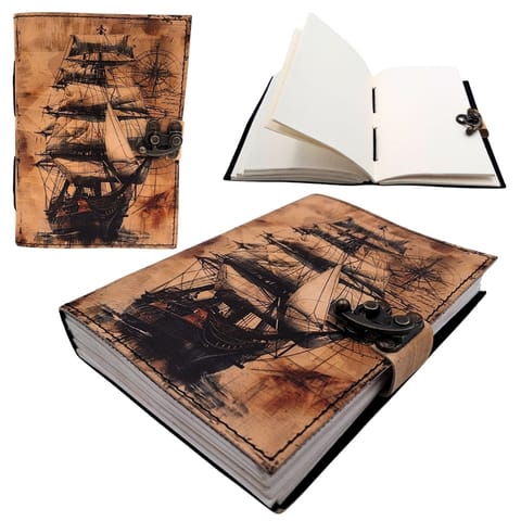 ⁨Notes Skórzany Marynistyczny Żaglowiec Retro - Prezent dla Żeglarza – AH11⁩ w sklepie Wasserman.eu