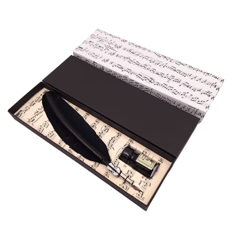 ⁨Zestaw do kaligrafii - czarne pióro gęsie ze stalówką + tusz - 1027⁩ w sklepie Wasserman.eu