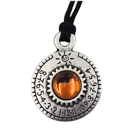 ⁨Naszyjnik Zegarek Słoneczny - Saturn – Posrebrzany Zamak + Czeski kryształ – SAT26⁩ w sklepie Wasserman.eu