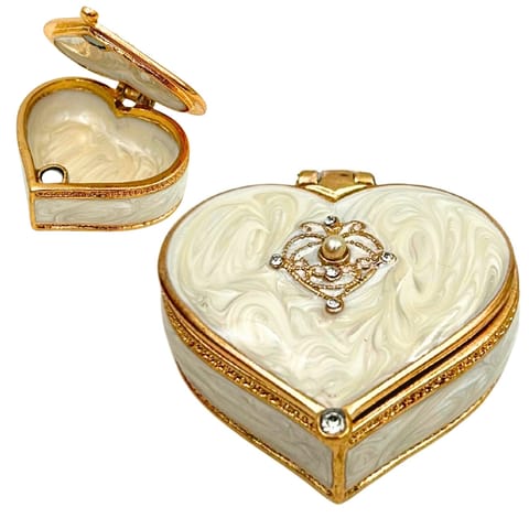 ⁨Ekskluzywne Szkatułka Pudełeczko na Biżuterię Serce z Kryształkami - B0767-06WH⁩ w sklepie Wasserman.eu