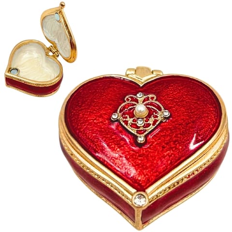 ⁨Ekskluzywne Szkatułka Pudełeczko na Biżuterię - Serce z Kryształkami - B0767-06RD⁩ w sklepie Wasserman.eu