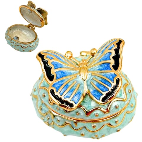 ⁨Ekskluzywne Pudełko na Biżuterię Szkatułka - Motylek z Kryształkami - B0782-00BL⁩ w sklepie Wasserman.eu