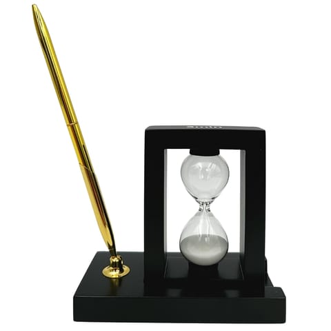 ⁨Dekoracyjny Zestaw na Biurko z Klepsydrą 3 minuty i Stojakiem na Długopis – 121W⁩ w sklepie Wasserman.eu