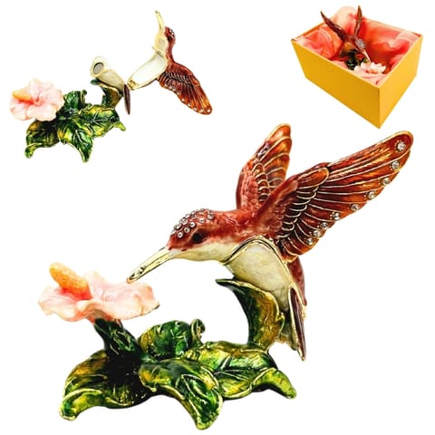 ⁨Ekskluzywne Pudełeczko Szkatułka na Biżuterię Zdobione Kryształkami – Koliber – HX357⁩ w sklepie Wasserman.eu