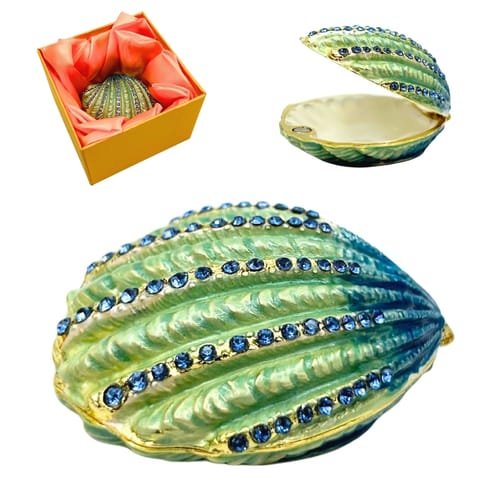 ⁨Pudełeczko Szkatułka na Biżuterię Zdobione Kryształkami – Muszelka – HX068⁩ w sklepie Wasserman.eu