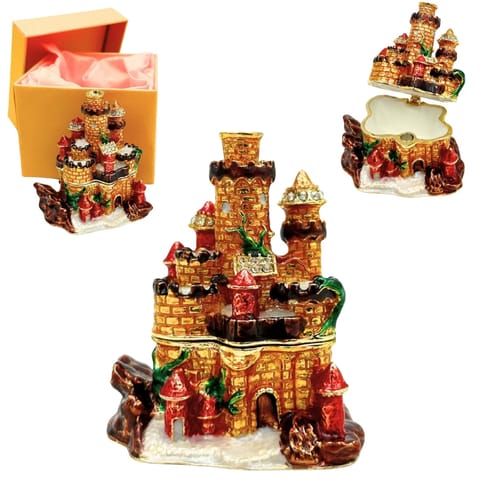 ⁨Pudełeczko Szkatułka na Biżuterię Zdobione Kryształkami – Zamek  – HX580⁩ w sklepie Wasserman.eu