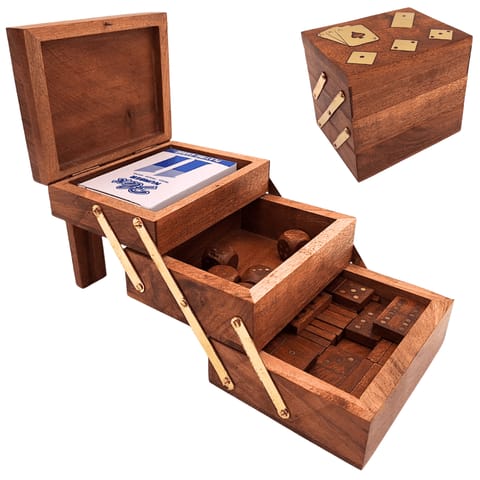 ⁨Elegancki Zestaw Gier 3w1 - Karty Kości Domino - DNU-101⁩ w sklepie Wasserman.eu