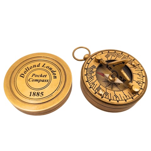 ⁨Mosiężny Kompas z Zegarem Słonecznym – Zamykany – C04⁩ w sklepie Wasserman.eu