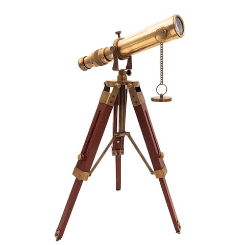 Luneta Mosiężna Retro na Trójnogu Drewnianym – Regulowana Wysokość – SR010 w sklepie Wasserman.eu
