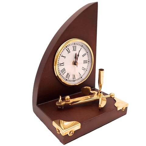 ⁨Marynistyczny Zestaw Biurkowy Zegar i Uchwyt na Długopis - Jacht – TC025⁩ w sklepie Wasserman.eu