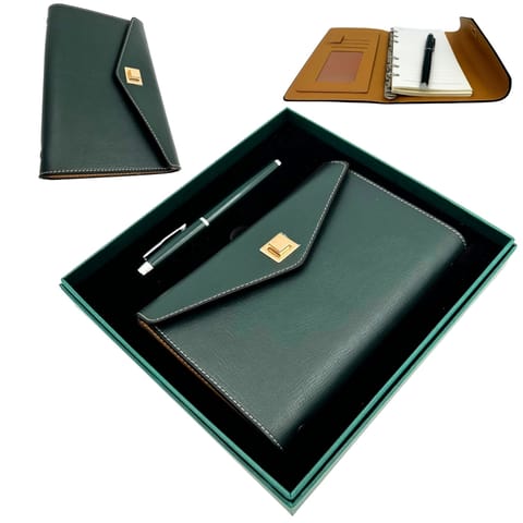 ⁨Elegancki Zestaw Upominkowy - Notes Skórzany z Długopisem w Pudełku Prezentowym – Premium – EE8⁩ w sklepie Wasserman.eu