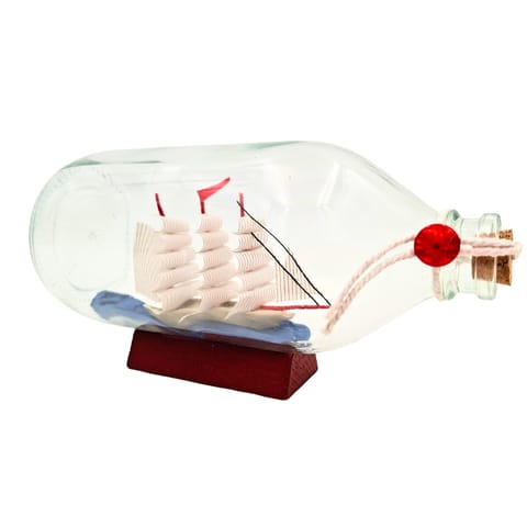 ⁨Rafandynka - Statek w butelce na podstawie drewnianej - MA2036⁩ w sklepie Wasserman.eu