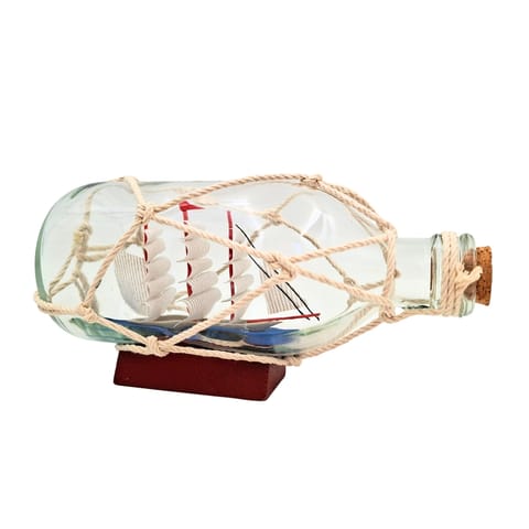 ⁨Rafandynka - Statek w butelce na podstawie drewnianej – S2036B⁩ w sklepie Wasserman.eu
