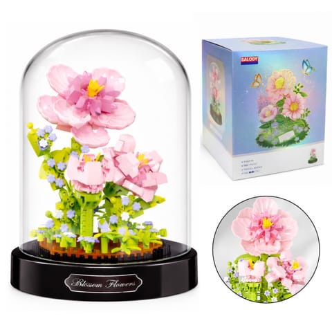 ⁨Kwiaty Hibiskus z klocków konstrukcyjnych pod kopułą, róż, 543 el. +12 lat KL04⁩ w sklepie Wasserman.eu