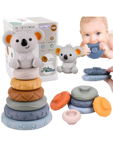 ⁨WOOPIE BABY Zestaw Edukacyjna Piramidka Koala 2w1 Gryzak⁩ w sklepie Wasserman.eu