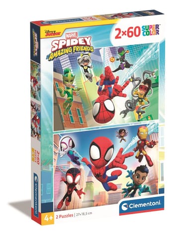 ⁨Puzzle 2x60 Super Color MARVEL SPIDEY I JEGO SUPER KUMPLE Clementoni 21625⁩ w sklepie Wasserman.eu