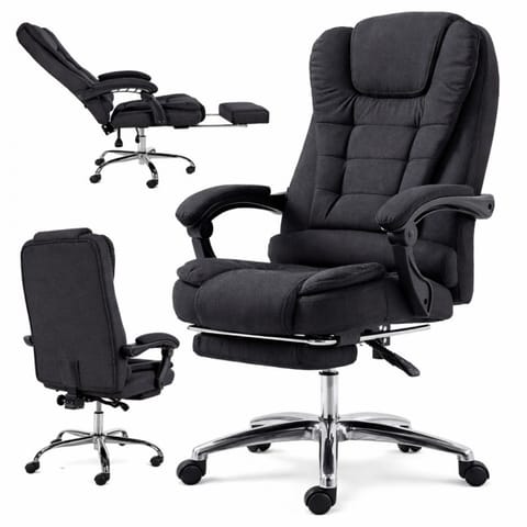 ⁨Fotel biurowy obrotowy BOSS z podnóżkiem - czarny MATERIAŁ KO22CZ-MAT⁩ w sklepie Wasserman.eu