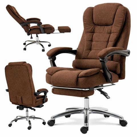 ⁨Fotel biurowy obrotowy BOSS z podnóżkiem - brązowy MATERIAŁ KO22BR-MAT⁩ w sklepie Wasserman.eu