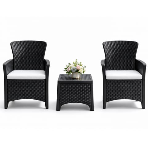 ⁨Zestaw mebli ogrodowych Bella antracyt 3w1 Stolik+2fotele imitacja rattanu SC08⁩ w sklepie Wasserman.eu