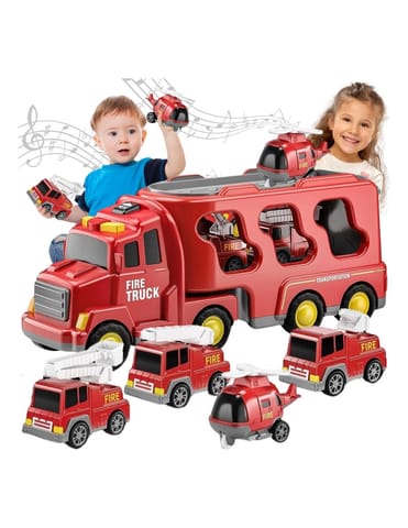 ⁨WOOPIE Laweta Drogowa Zestaw 5 Aut - Straż Pożarna⁩ w sklepie Wasserman.eu