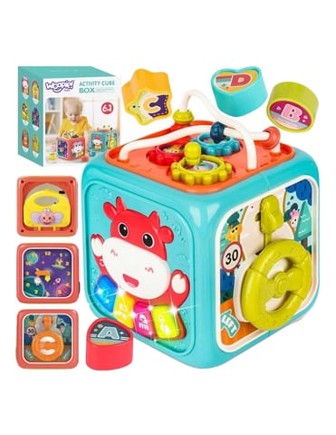 ⁨WOOPIE BABY Interaktywna Kostka Sensoryczna Edukacyjna Montessori Sorter 6w1⁩ w sklepie Wasserman.eu
