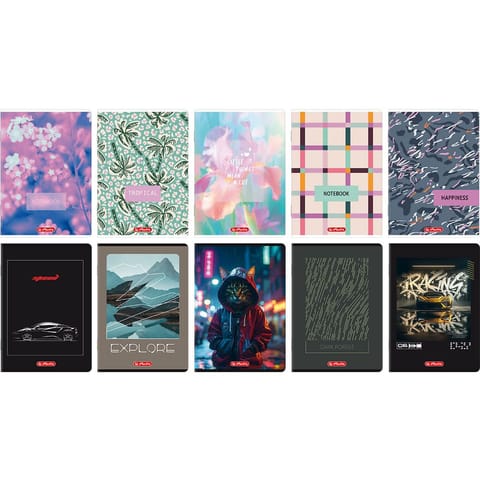 ⁨Zeszyt A5 96k kratka z marginesem mix 400206359 HERLITZ⁩ w sklepie Wasserman.eu