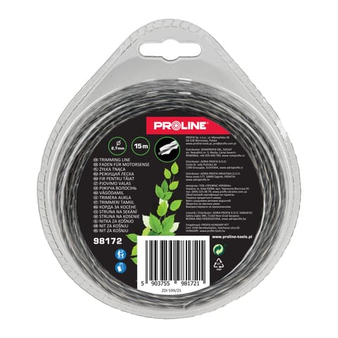 ⁨ŻYŁKA TNĄCA WZMOCNIONY SKRĘCONY KWADRAT 2.7MM X 15M, PROLINE⁩ w sklepie Wasserman.eu