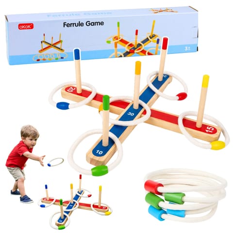 ⁨Gra Zręcznościowa Rzut Obręczami Drewniana Gra Rodzinna Z Punktacją⁩ w sklepie Wasserman.eu